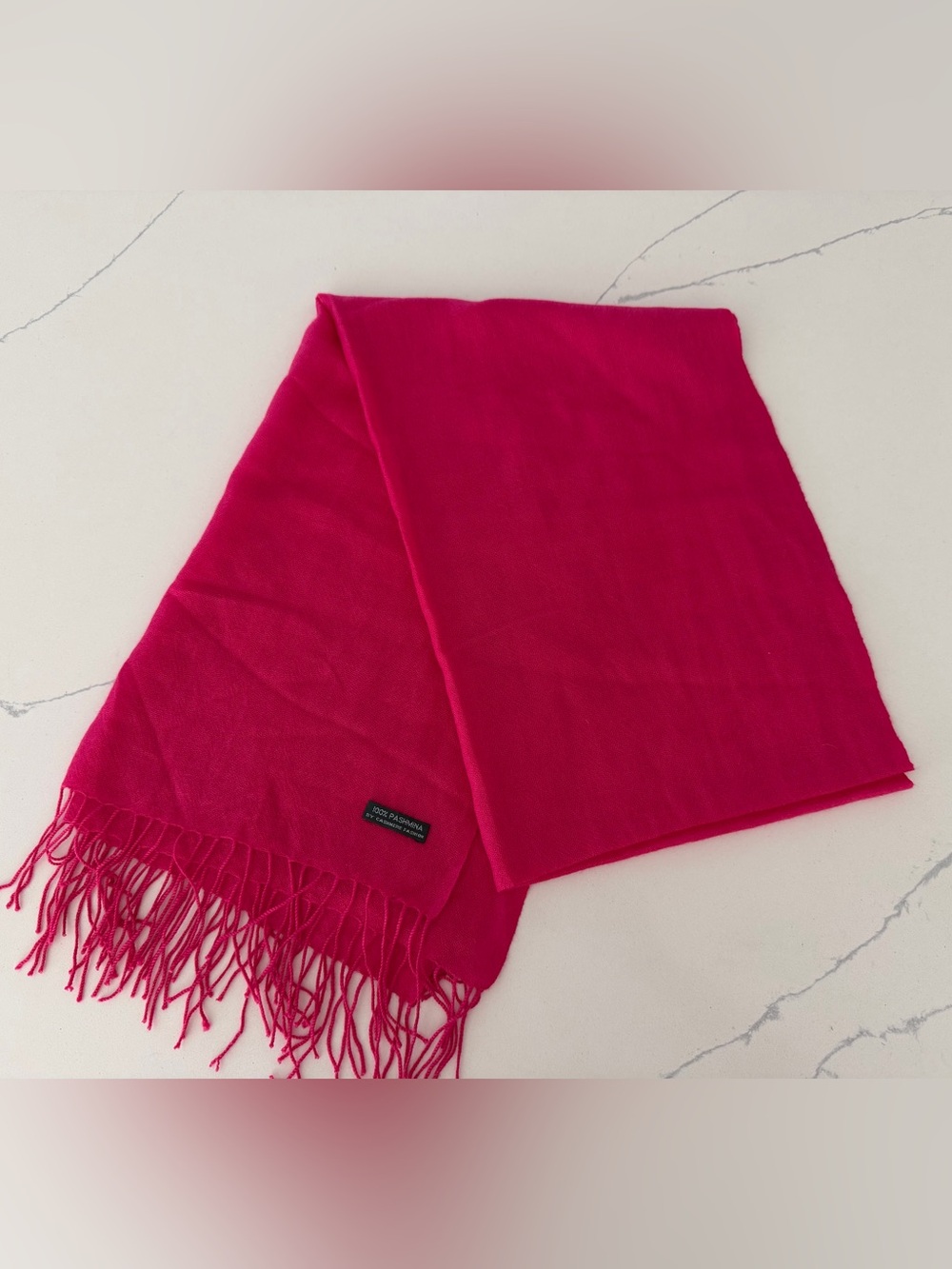 Hot Pink Pashmina Scarf - Classic Fringe